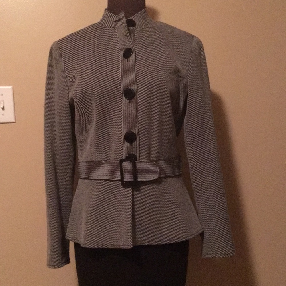 ETCETERA FITTED BLACK &WHITE STRIPED JACKET